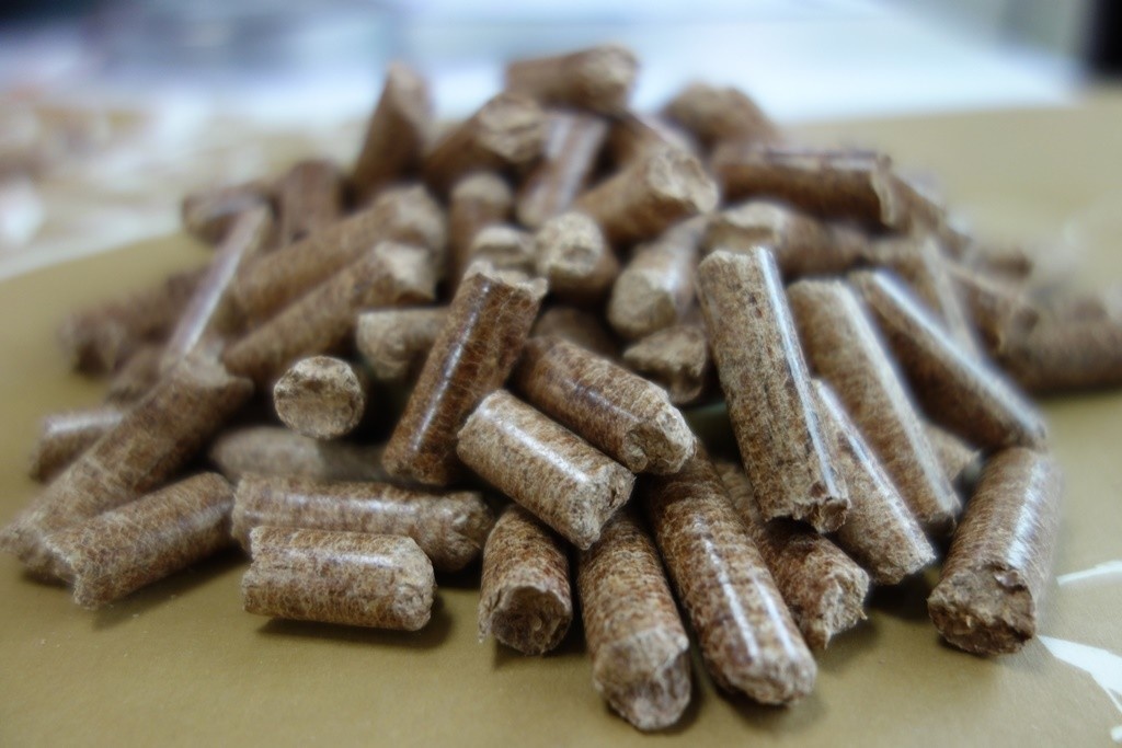 Wood pellets close up